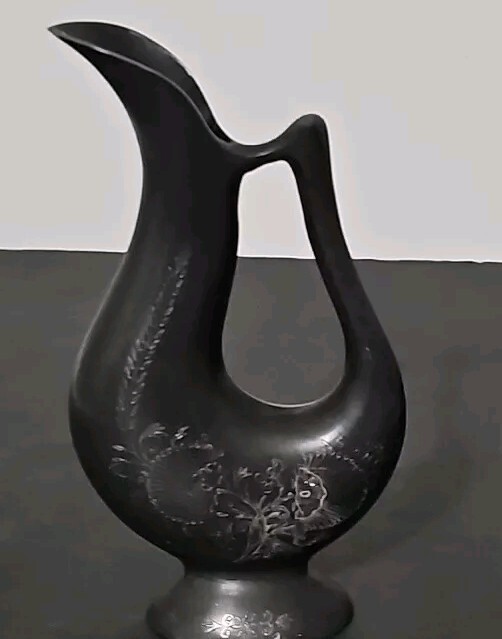 Bidri Jug Black With Silver Inlay. Beautiful.