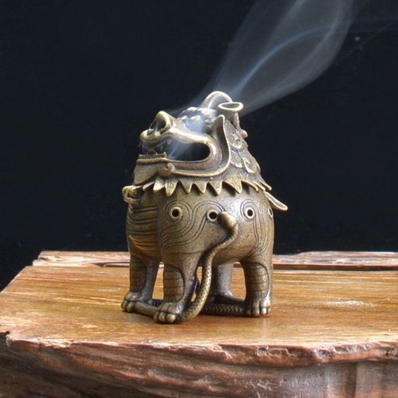 New Vintage Brass Pixiu Incense Burner Chinese Mythical Beast Statue Home Decor