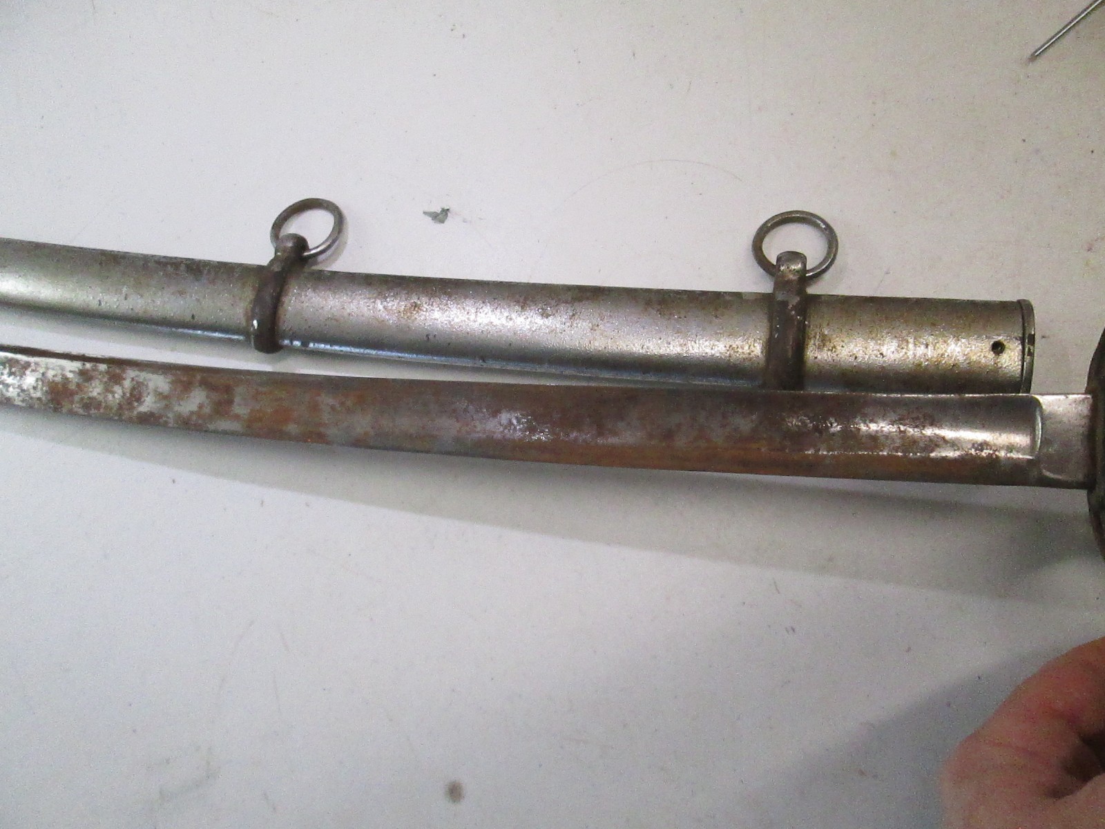 US CIVIL WAR CAVALRY SWORD CONFEDERATE? & SCABBARD GERMAN IMPORT MARKED R &C 124