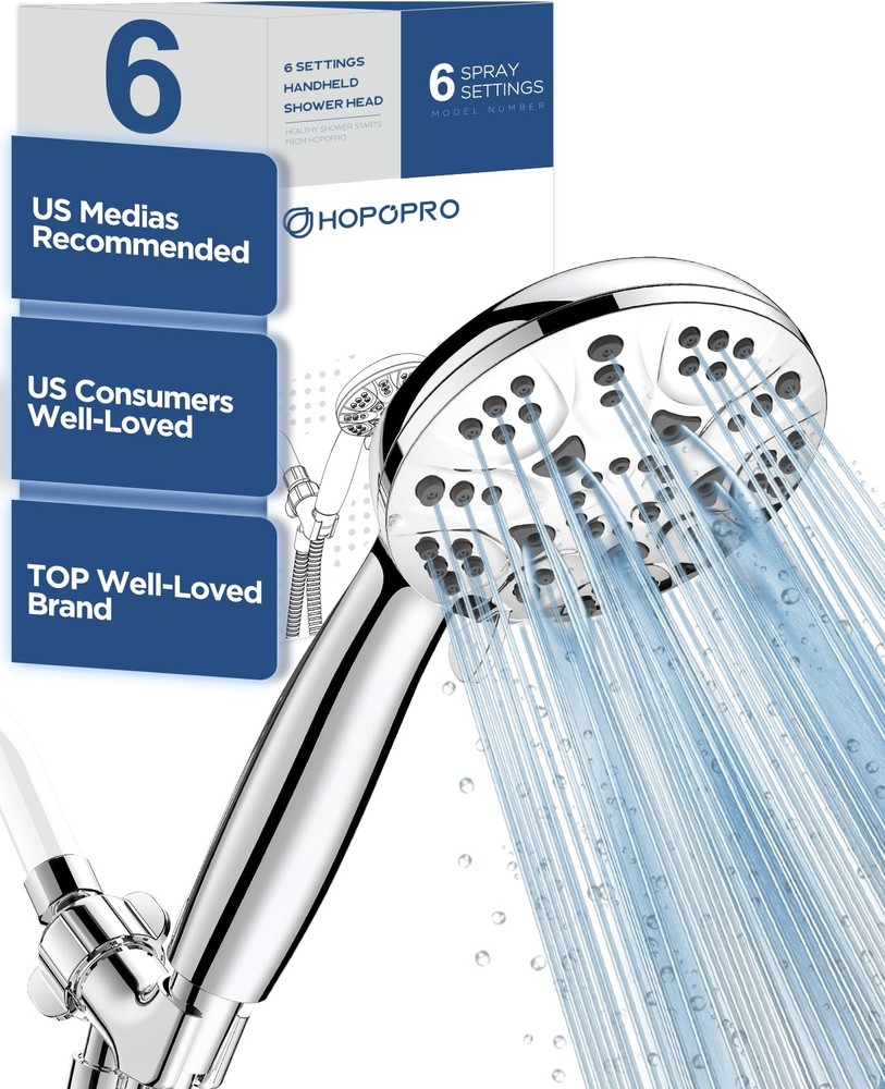 6-Mode High Pressure Handheld Shower Head Set, Consumer Reports Chrome