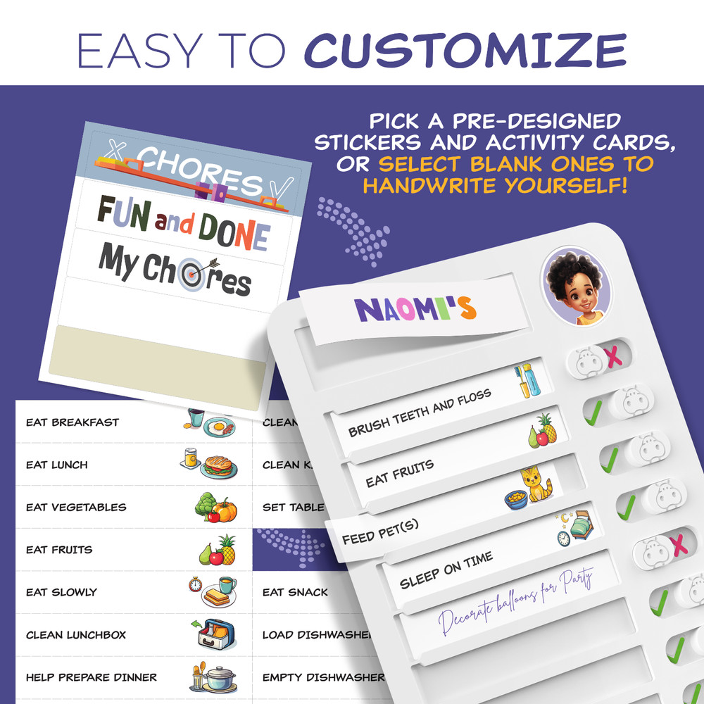 Magnetic Chore Chart for Kids - Daily Routine Chart, Visual Schedule Checklist