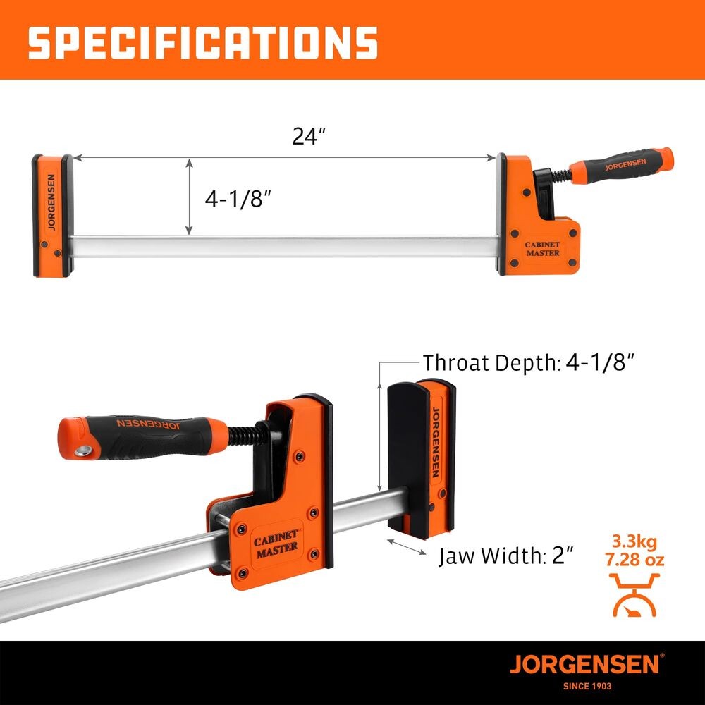 JORGENSEN 2-PACK 24" Parallel Bar Clamp Heavy-Duty Cabinet Master Clamp 2200 lbs