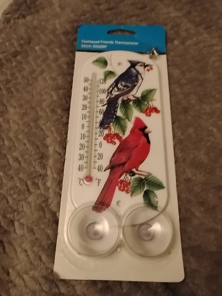 Feathered Friends  Thermometer Includes 2 Screws And 2 Suckon Hooks