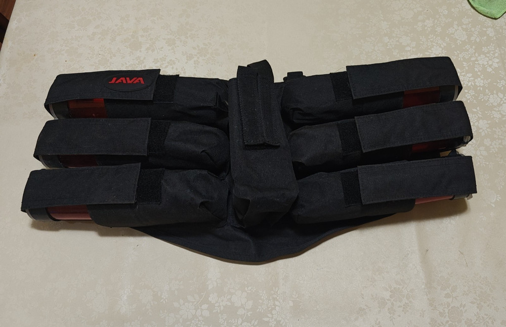 JAVA Paintball Harness 6+1 Pack, w/ 6 Pods, modified w/ Elastic Belly Bands.