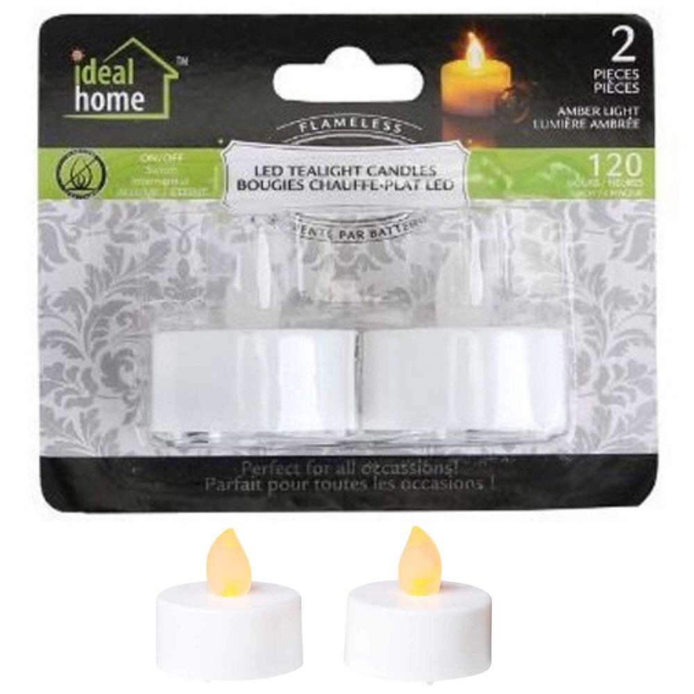 Battery Operated Amber LED Tea light Candle :2 Pack
