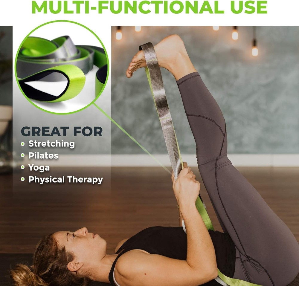 Stretching Strap for Physical Therapy, 12 Multi-Loop Stretch Strap 1.5" W x 8...