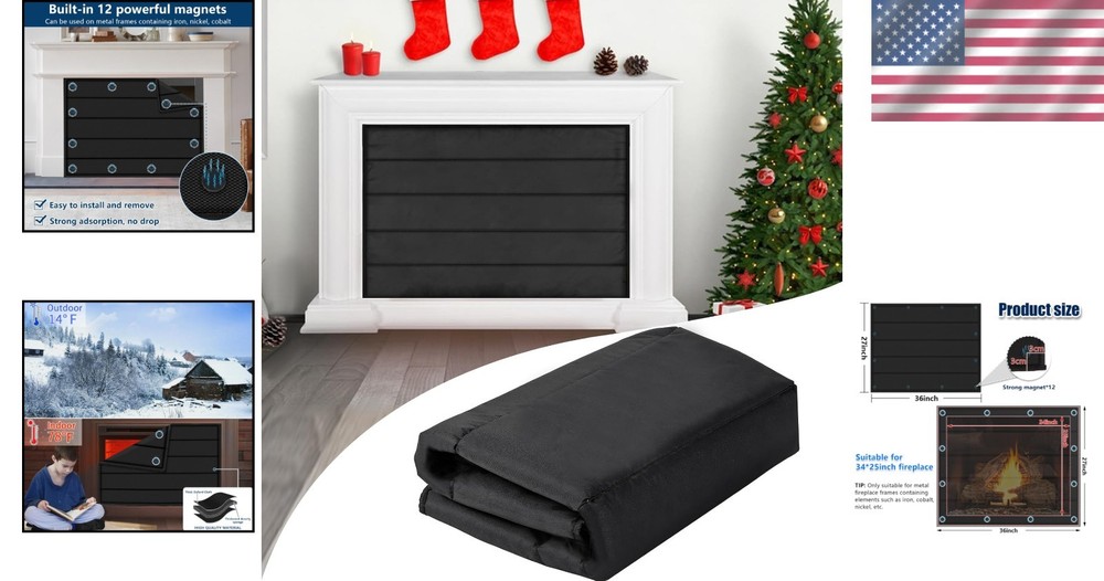 Fireplace Draft Stopper | Energy Saving Magnetized Cover