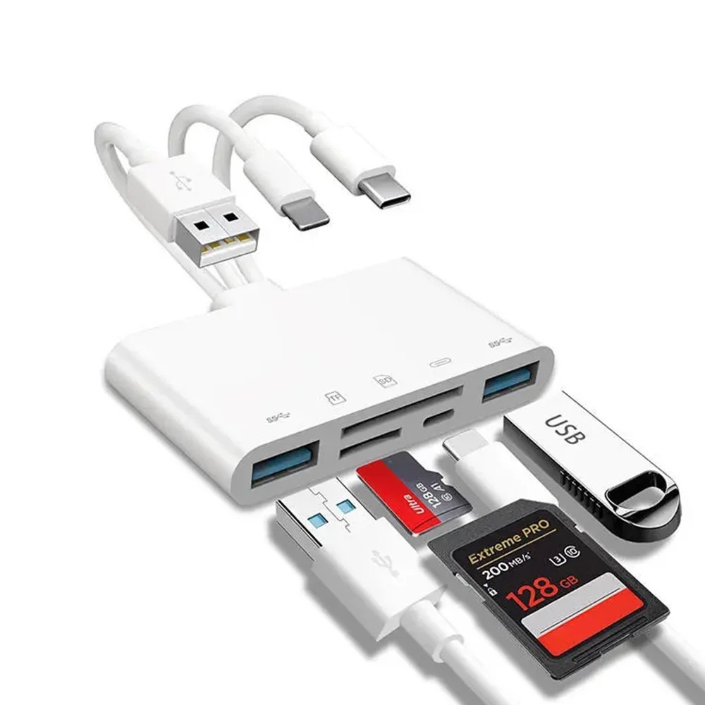 8-in-1 USB 3.0 Lightning Type-C SD TF Card Reader Adapter for iPhone Android iOS