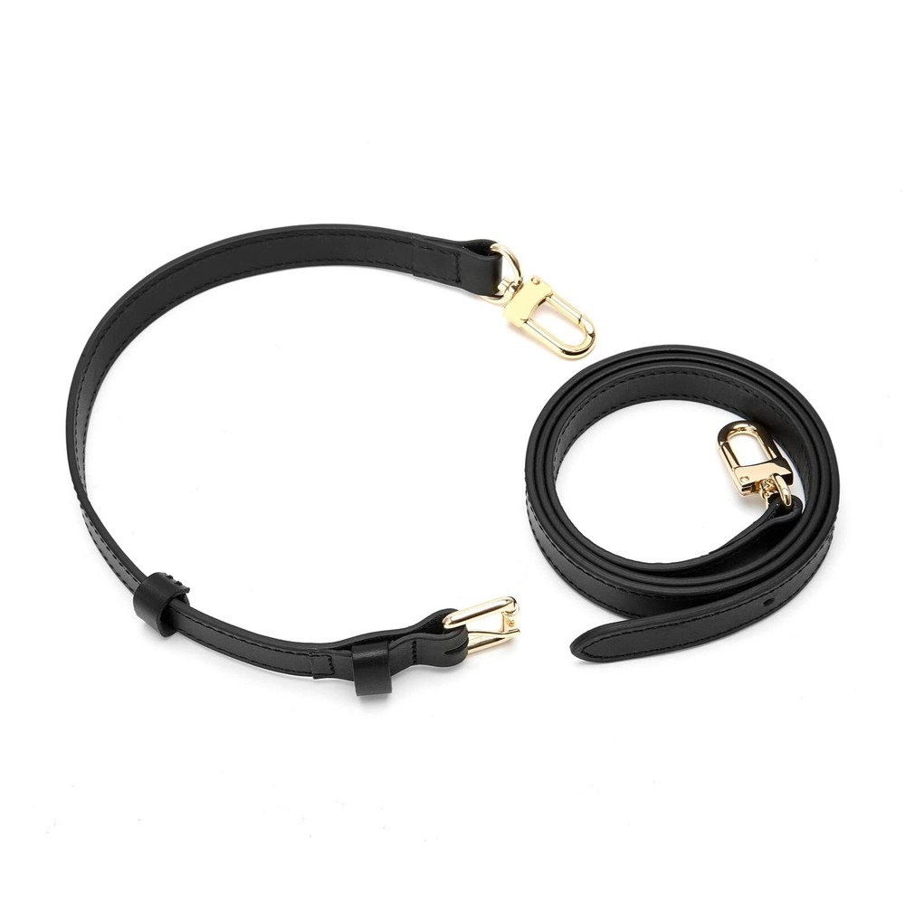 Solid Black Leather Cross Body Strap for Pochetteblack strap
