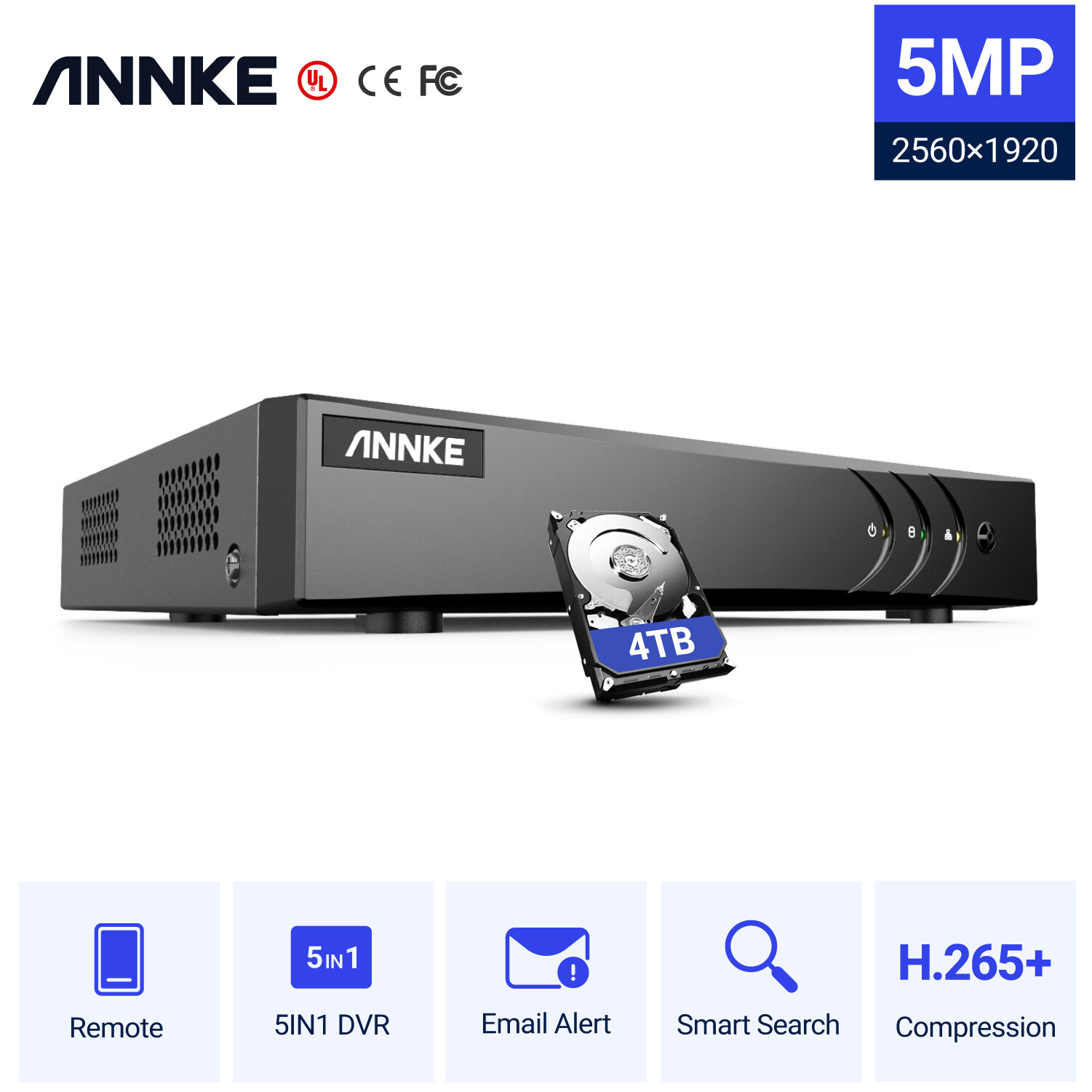 ANNKE 8CH 16CH H.265+ 5MP Lite DVR Recorder for CCTV Home Security Camera System