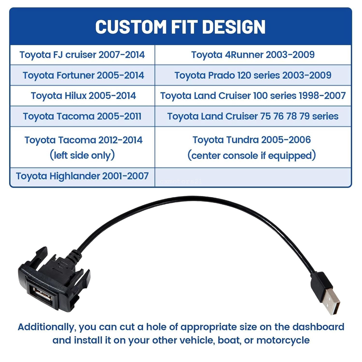USB Port Car Charger Power Outlet Dash Panel Mount For Toyota Tacoma Hilux 05-14