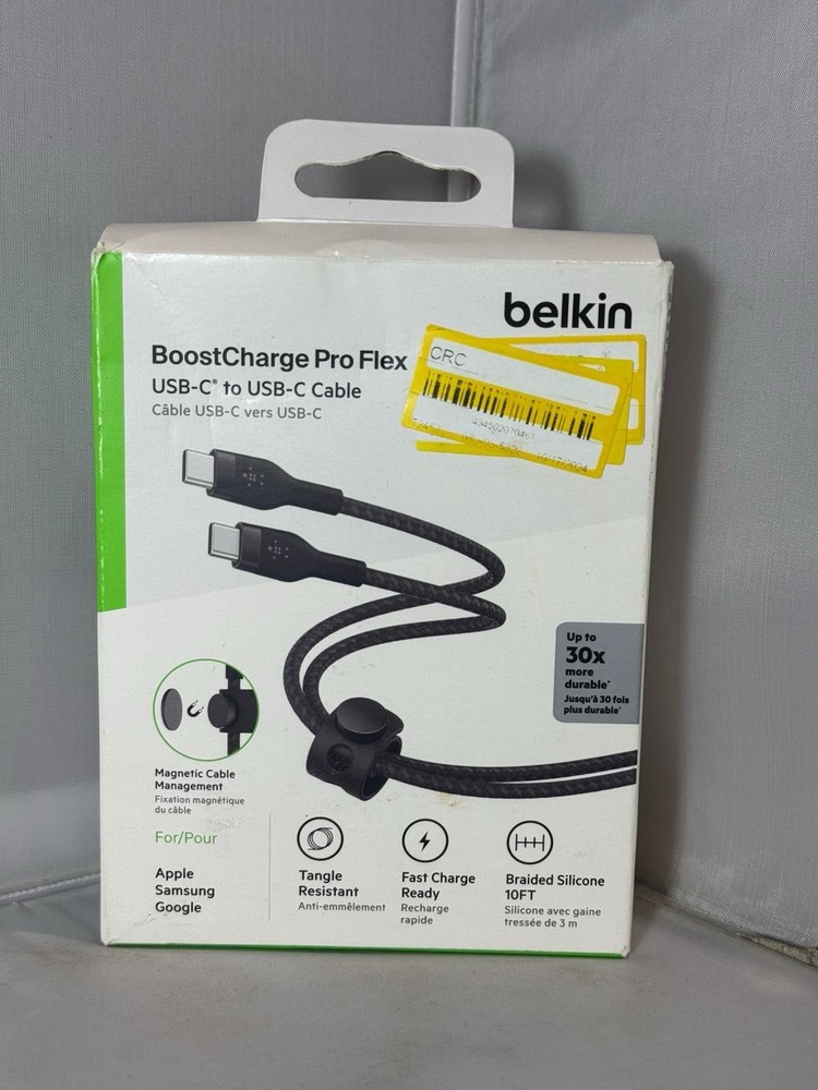 NEW Belkin BoostCharge Pro Flex USB-C To USB-C Data Charge Braided Cable 10FT