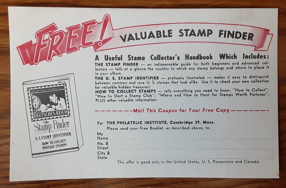 US 1959 3c Postcard Harris Philatelic Institute Stamp Finder Identifier 3288-1