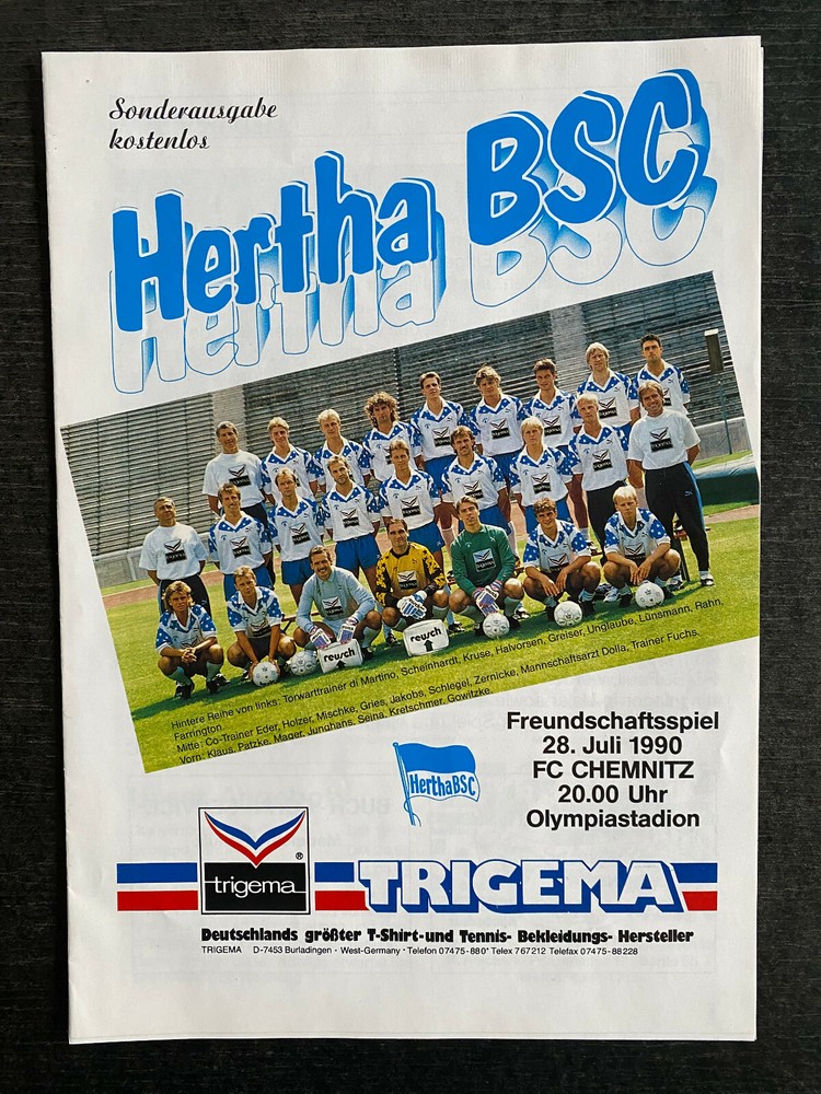 28.07.1990 Hertha BSC - Chemnitz FC
