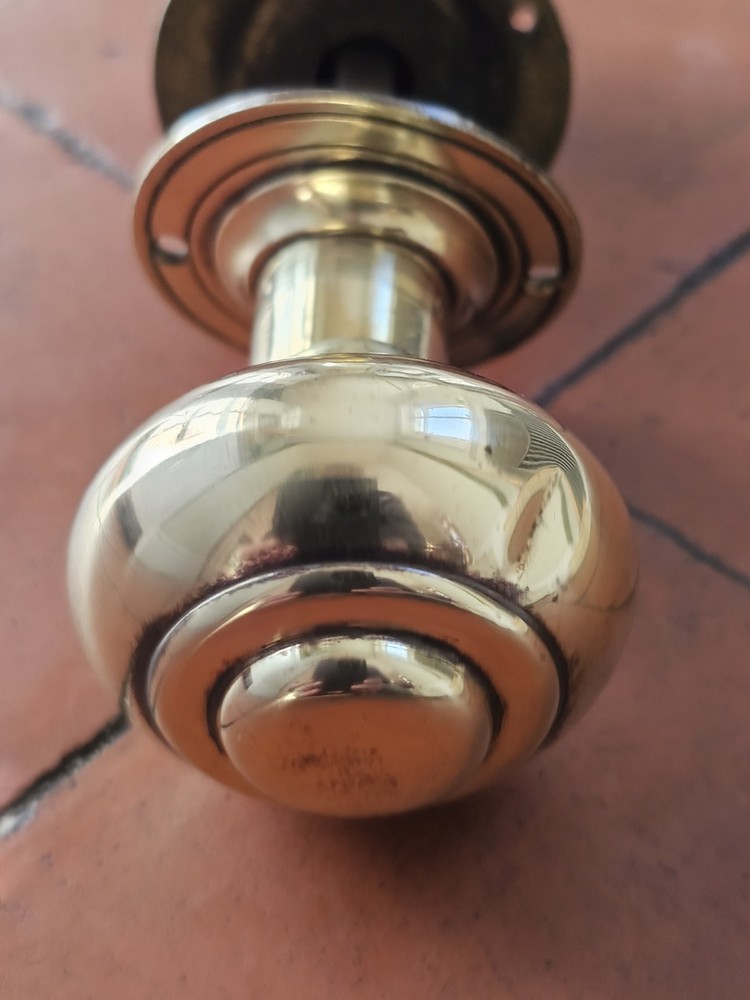 Antique lovely quality original brass mortice lock door knobs