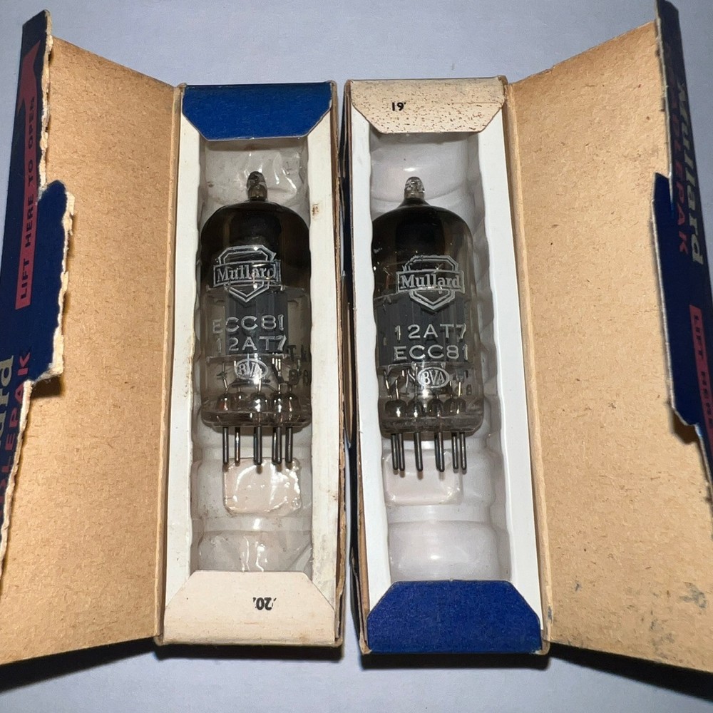 MULLARD 12AT7 ECC81 SQUARE GETTER TK1 MATCHED PAIR TUBES NOS