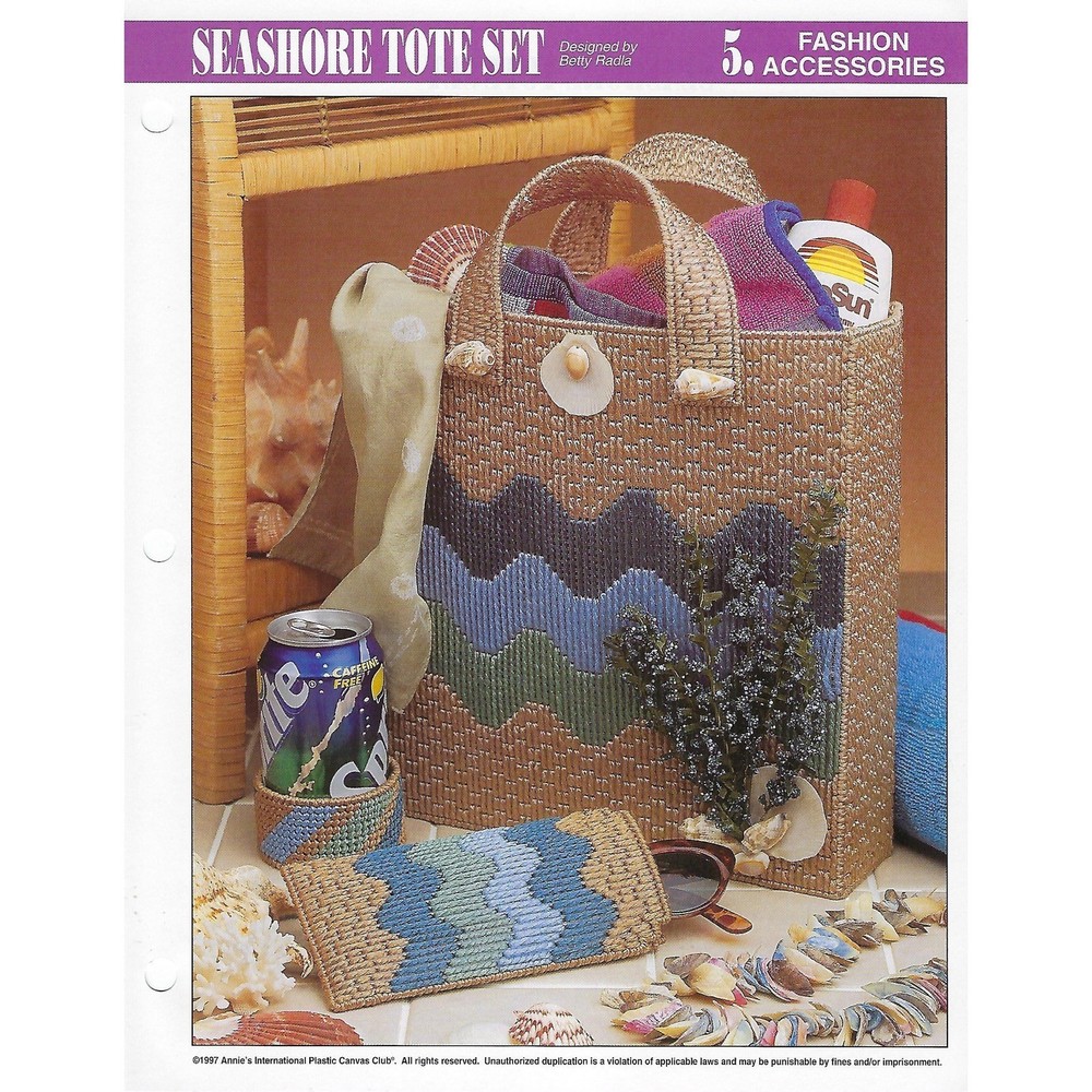 Seashore Tote Set Plastic Canvas Pattern Annie's International Pattern Club
