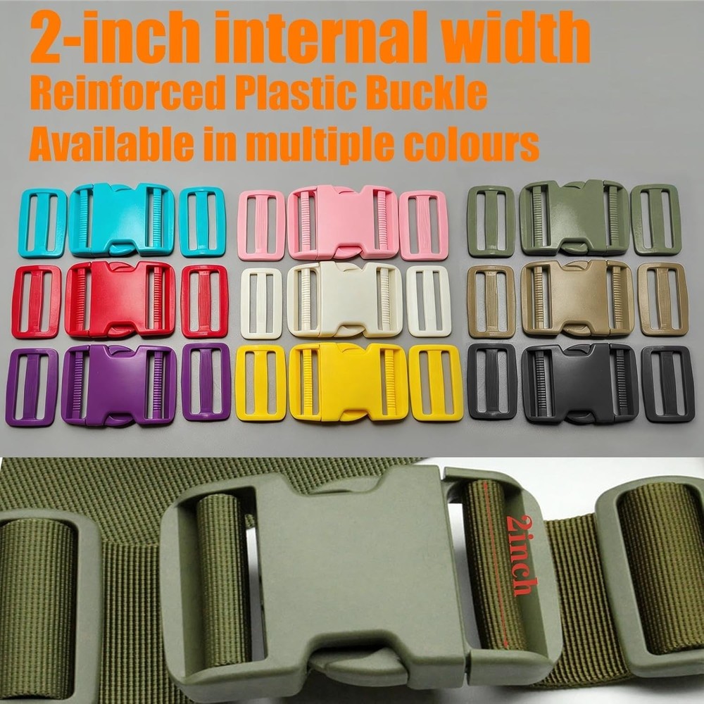 Quick Release 2-Inch Plastic Buckles with Tri-Glide Clips for Versatile Use