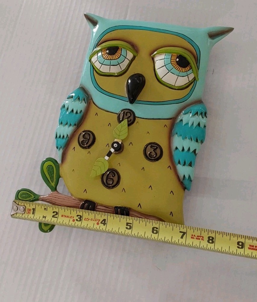 Allen Studio Designs Old Blue Owl Wall Clock Home Decor Working READ