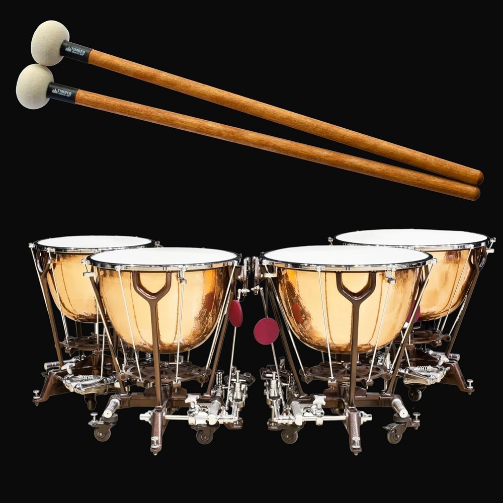 . Timpani Mallets, Medium Felt 15.25" long overall, Off White