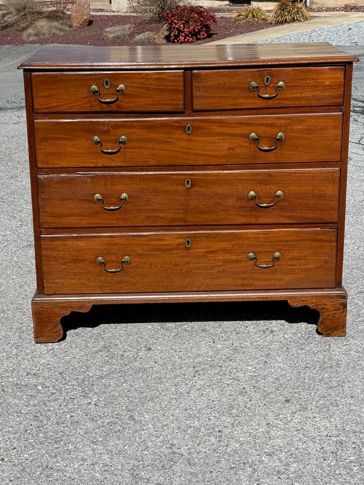 Antique walnut chippendale chest of drawers dresser bracket feet 1780 country