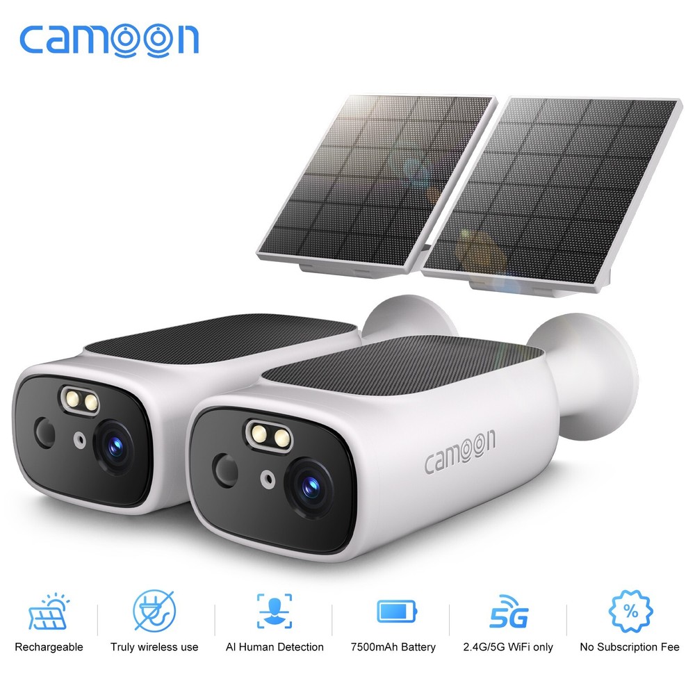 2PACK Solar Battery Powered Wifi Security Camera WIFI 2K Solar Battery Powered
