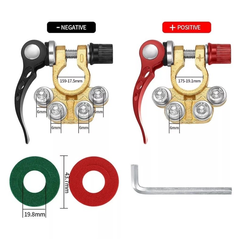 2Pcs Car Battery Terminals Connector Clamp Quick Release Adjust Disconnect Tool
