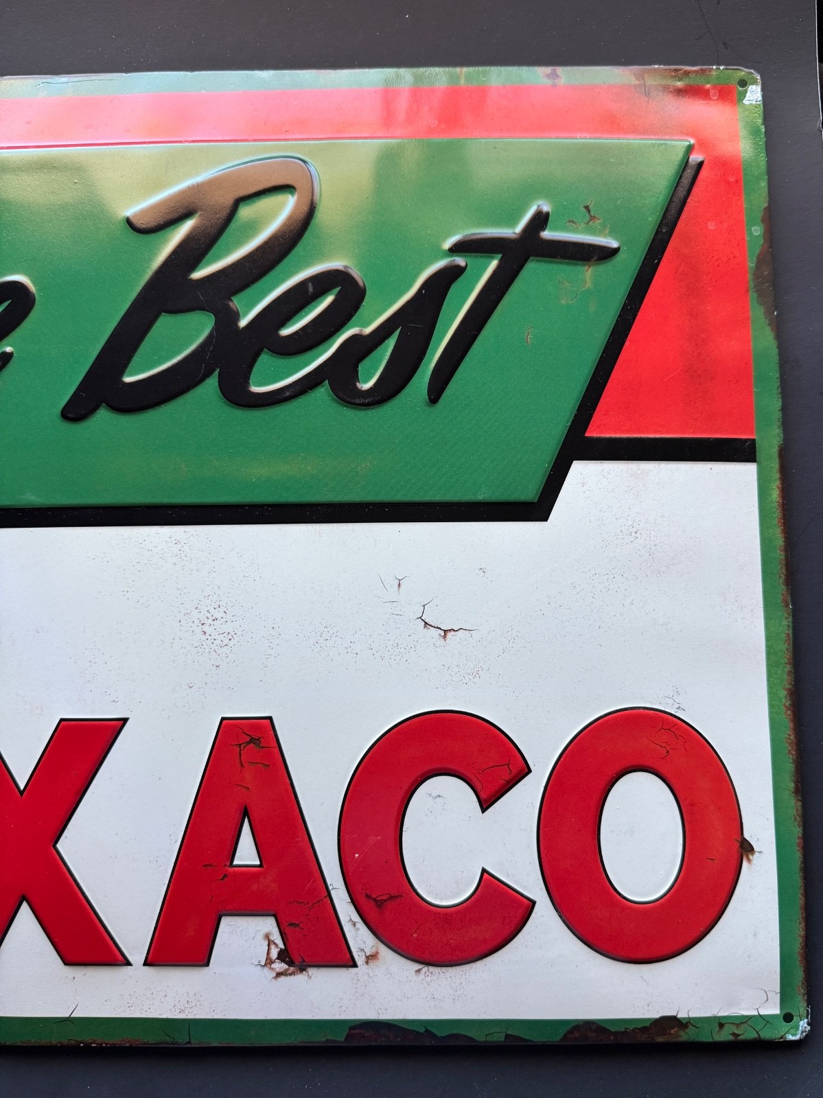 Texaco Buy The Best Buy Texaco Vintage Style Sign 26 x 15 embossed bubble