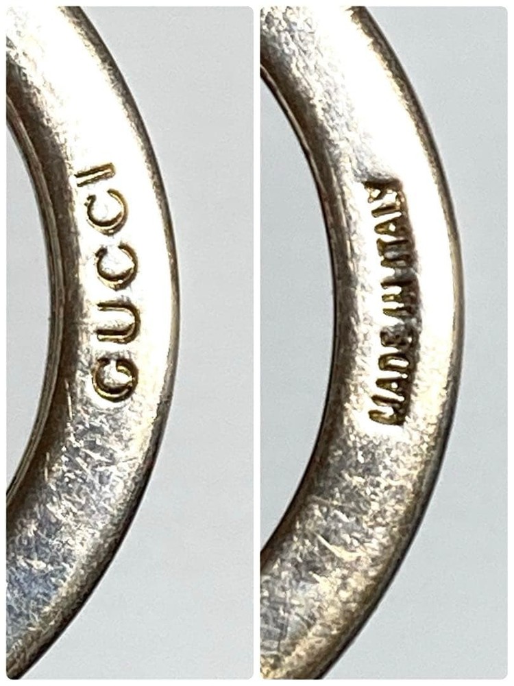 GUCCI Leather Keychain Black Interlocking GG Key Ring Charm