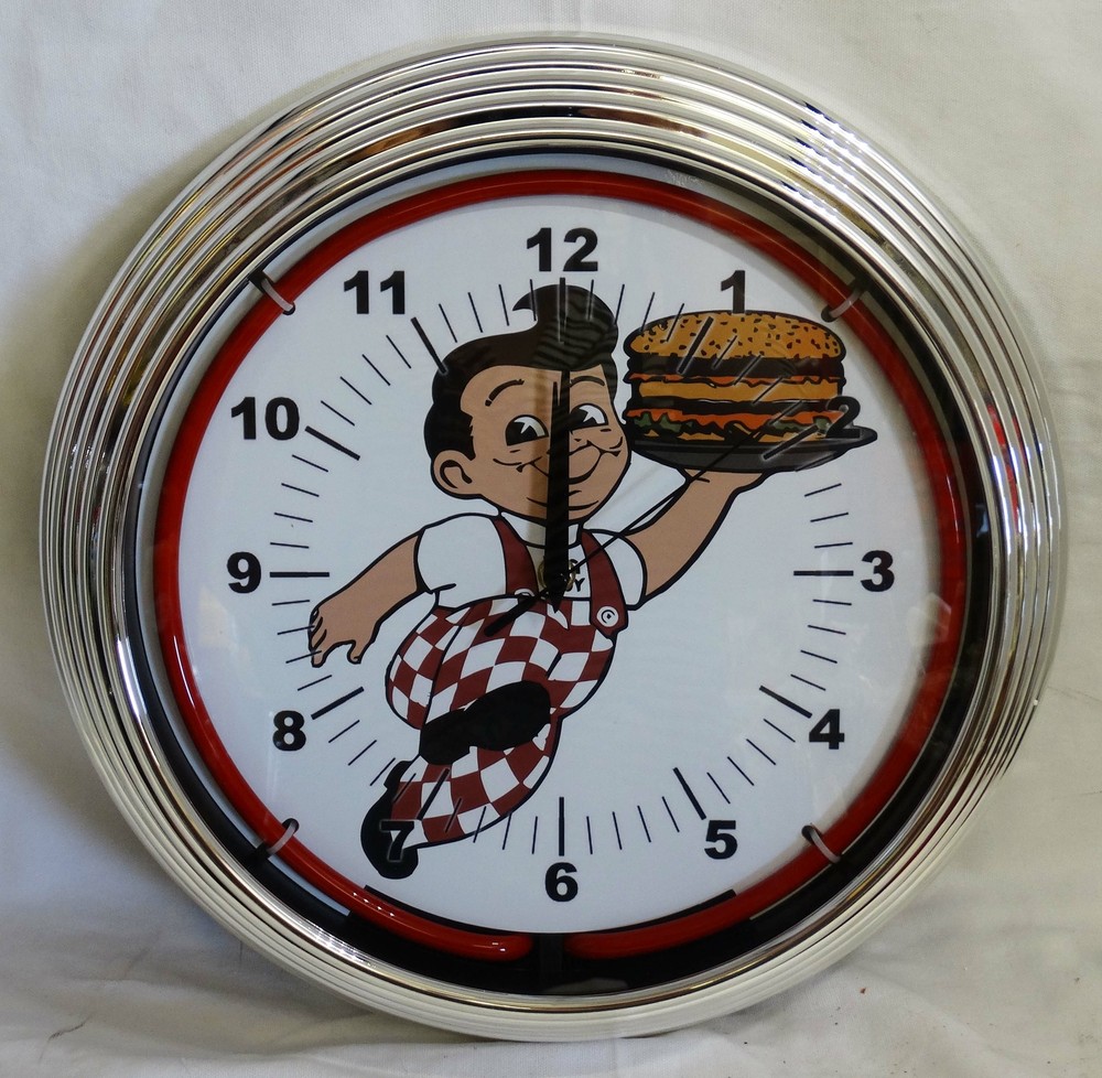 Bob's Big Boy Red Single Neon Clock