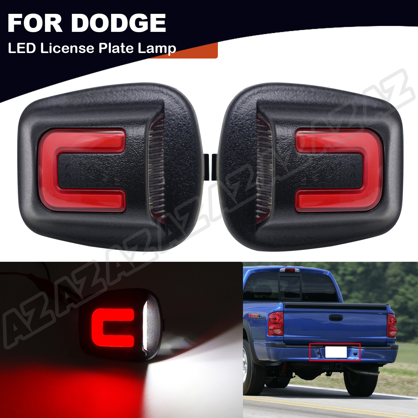2x Red+White LED Rear Bumper Tag Light License Plate Lamp Fit 97-11 Dodge Dakota