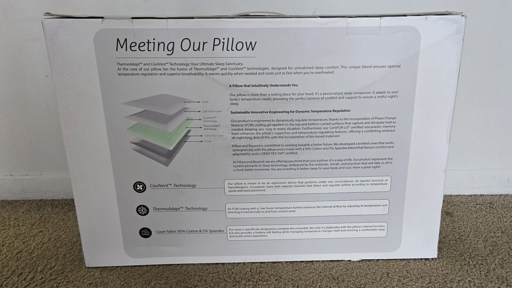 Pillow & Beyond ThermoAdapt™ Memory Foam Pillow (24" × 16" × 4.5")
