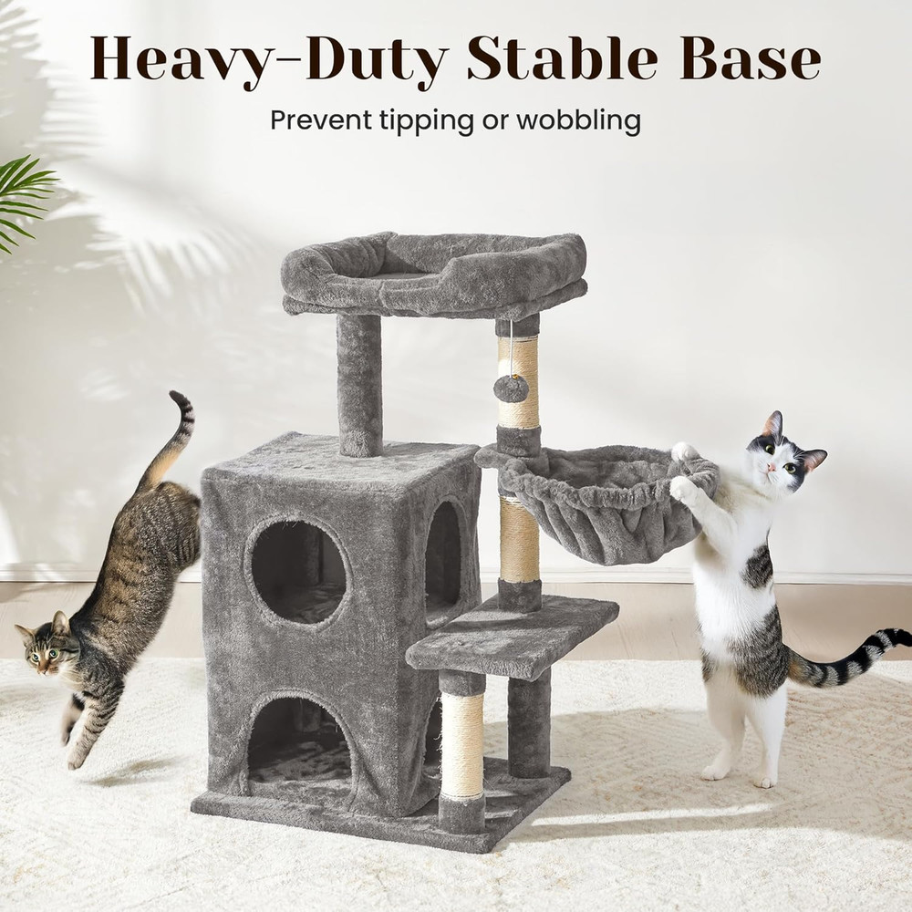 Modern Cat Tree with Scratching Posts, Cat Bed, Hammocks & Condos – Multi-Level