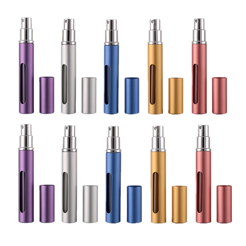10pc Mini Refillable Travel Portable Perfume Atomizer Bottle Spray Pump Case 5ml