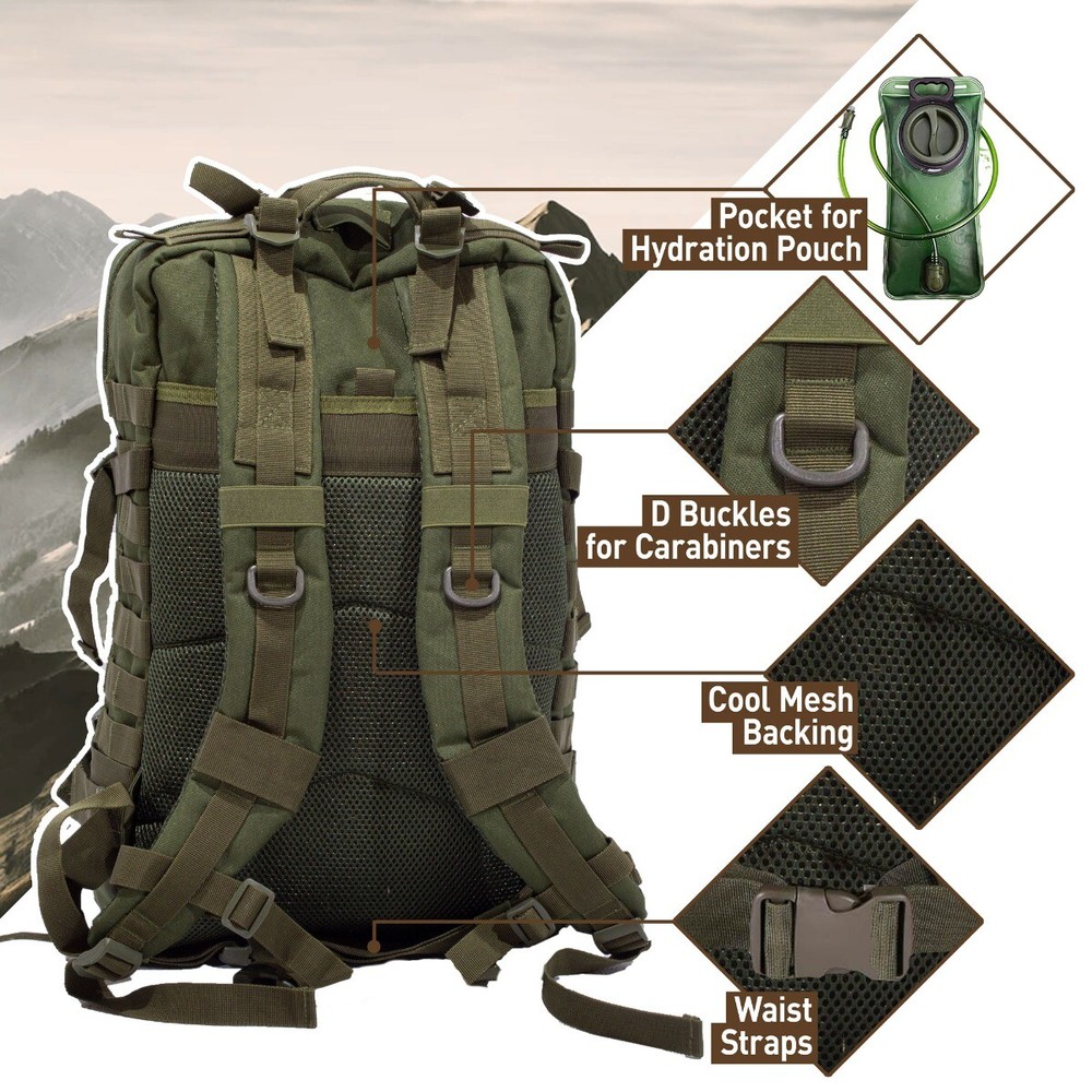 50L Expeditionary Tactical Backpack, Green Camo