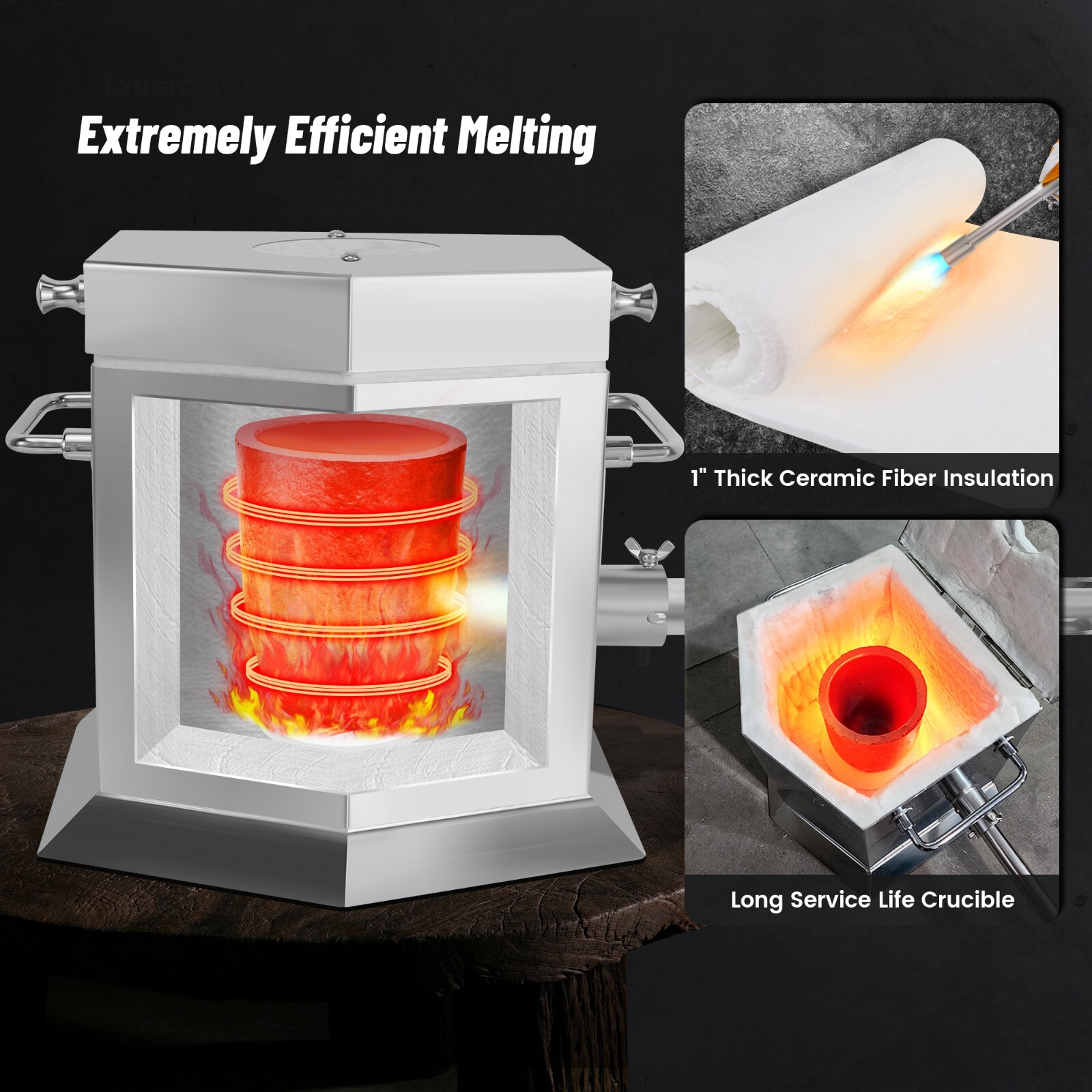 7KG Propane Furnace Kit w/ 2 Crucible Tongs,Smelting Gold Metal Recycle 2700℉