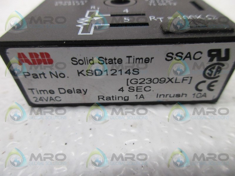ABB KSD1214S 4 SEC. SOLID STATE TIMER 24VAC NSMP