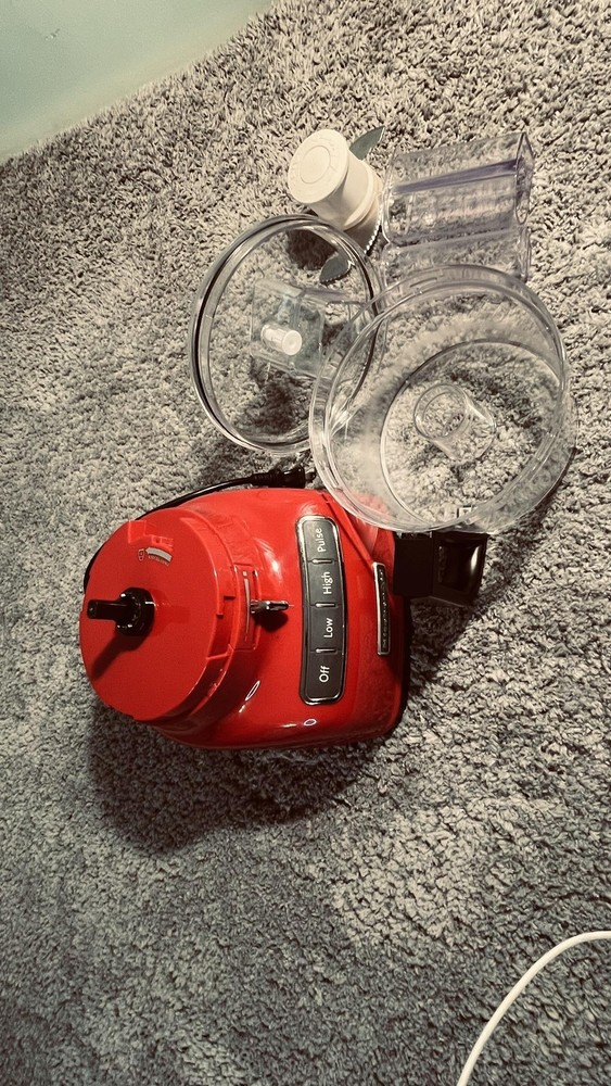 KitchenAid 4 Cup Food Processor Red Motor Base Bowl Lid Blade Pusher