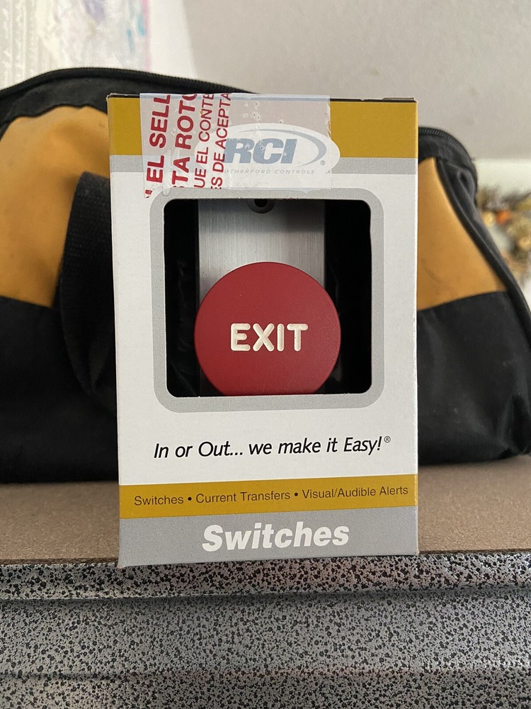 RCI 918NRE-MO-28 Tamper-Resistant Exit Pushbutton, Narrow, Momentary Switch Mode
