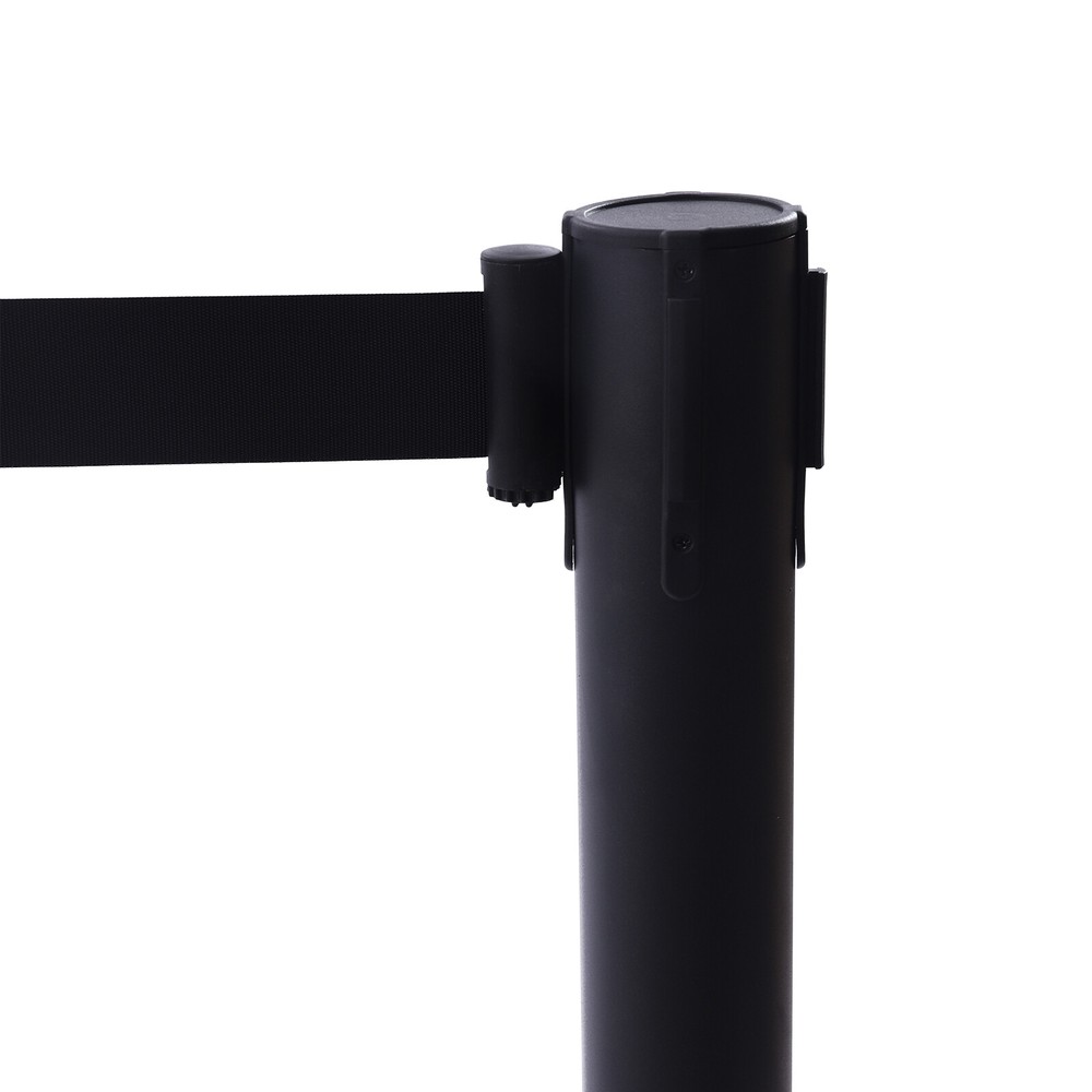 4pcs Stanchion Post Crowd Control 2 Retractable Belts, With Rubber Ring Base