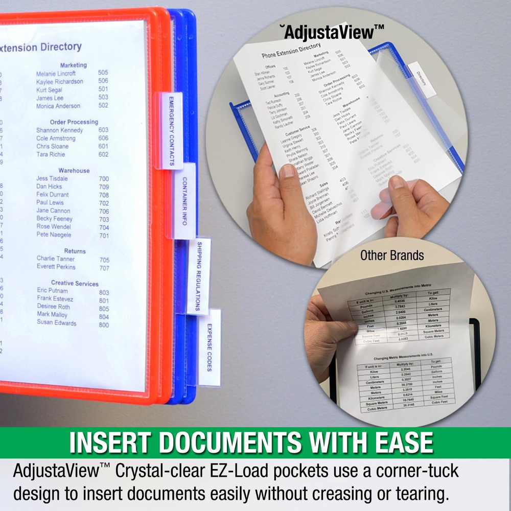 Adjustaview 10-Pocket Wall Reference Organizer with Easy-Load Pockets and Mounti