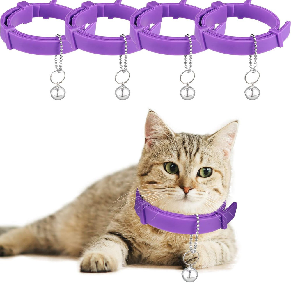 4 Pieces Cat Calming Collars Adjustable Cat Pheromones Calming Collars with 4 Be