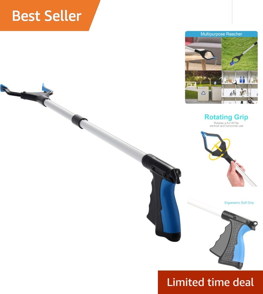 Blue 32-Inch Grabber Tool with Rotating Head for Effortless Reaching & Picking