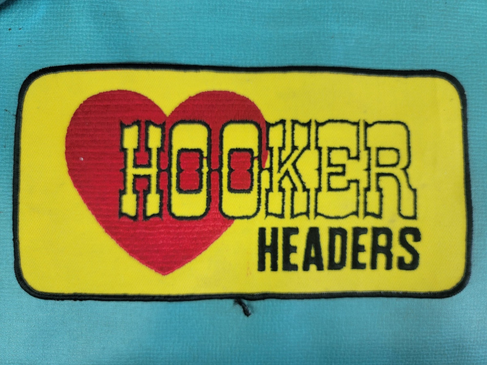 VINTAGE NOS LARGE 9"+  HOOKER HEADERS EMBROIDERED JACKET BACK PATCH 1970'S