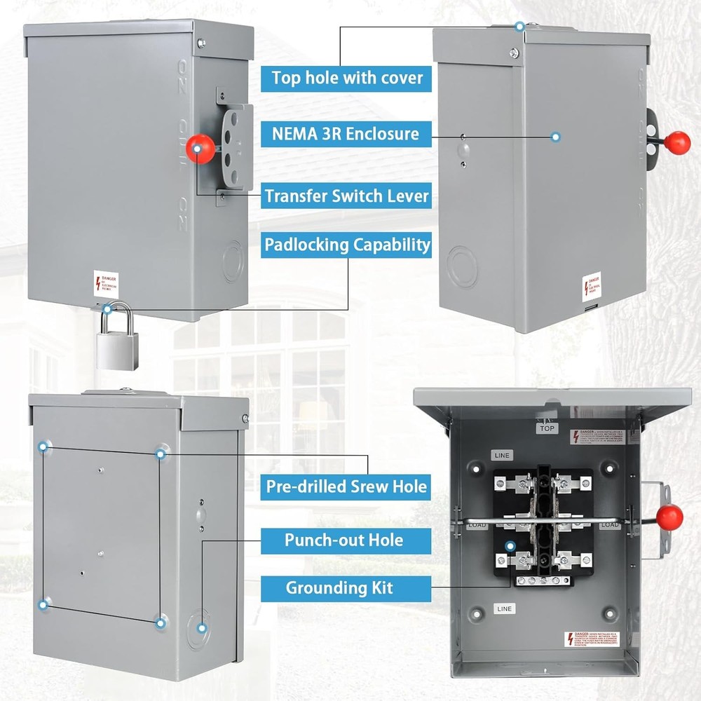 100A Manual Transfer Switch for Generator, Manual Generator Transfer Switch, 120