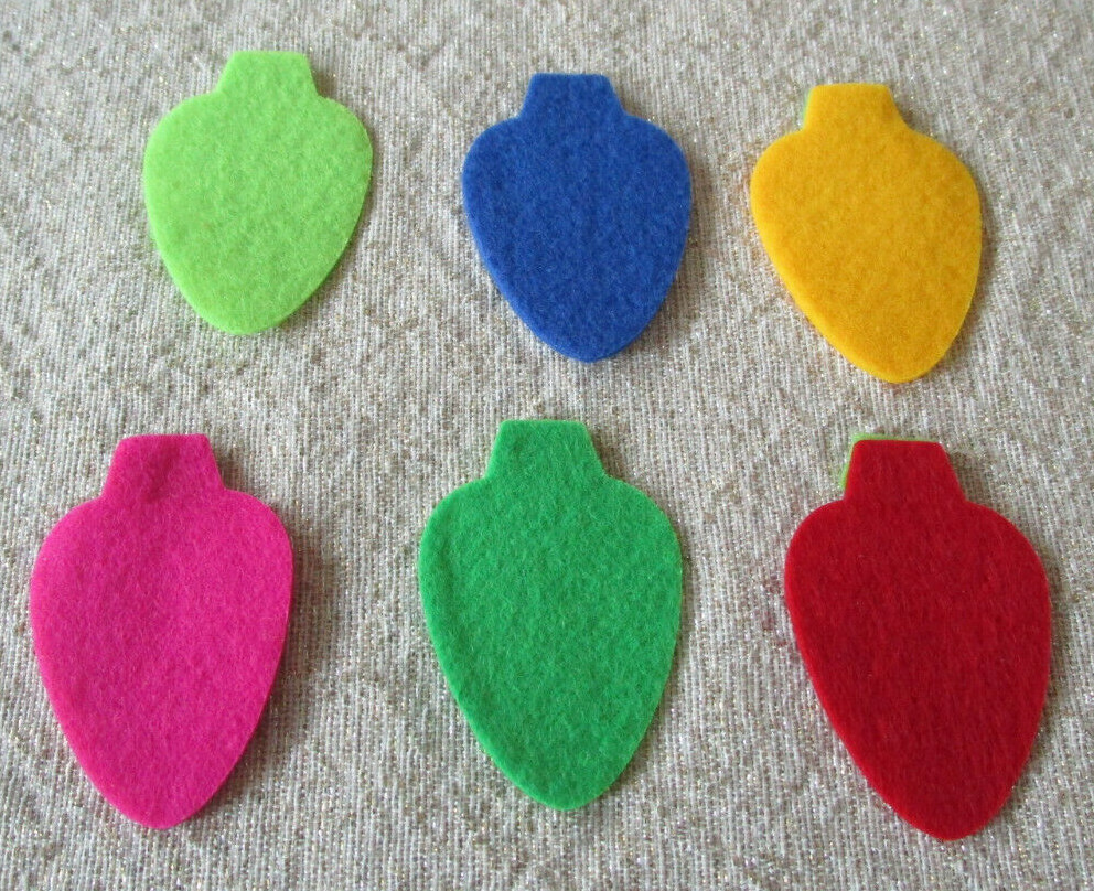 30 Felt Board Pieces Christmas Lights Die Cuts for Counting, Sorting, Math