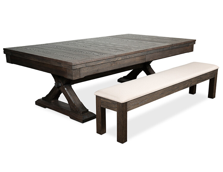 Kariba Pool Table 8' w/ Dining Top Conversion & 2 Matching Benches FREE Ship