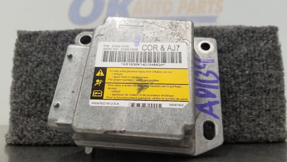 12 CHEVY CORVETTE C6 SRS CONTROL MODULE 20991636