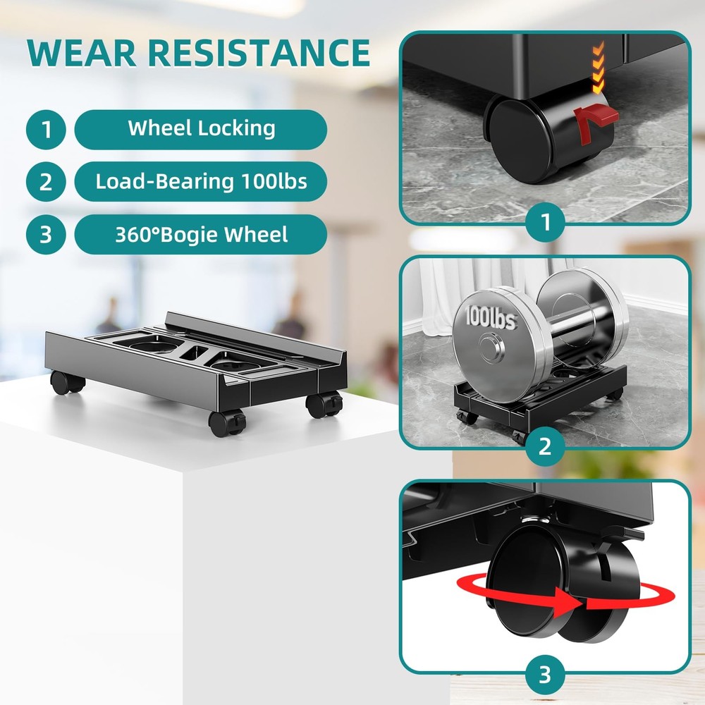 CABTE Adjustable Computer Tower Stand, Mobile CPU Stand with 4 Standard model