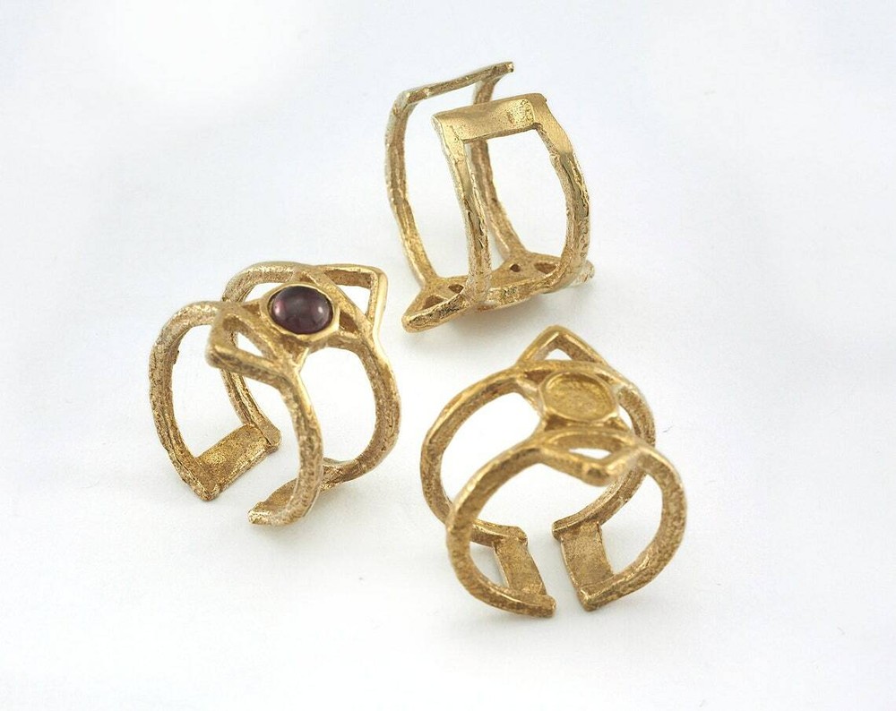 Ring Adjustable Ring Bezel Raw brass (18mm 7.5US inner size - Adjustable ) 2567